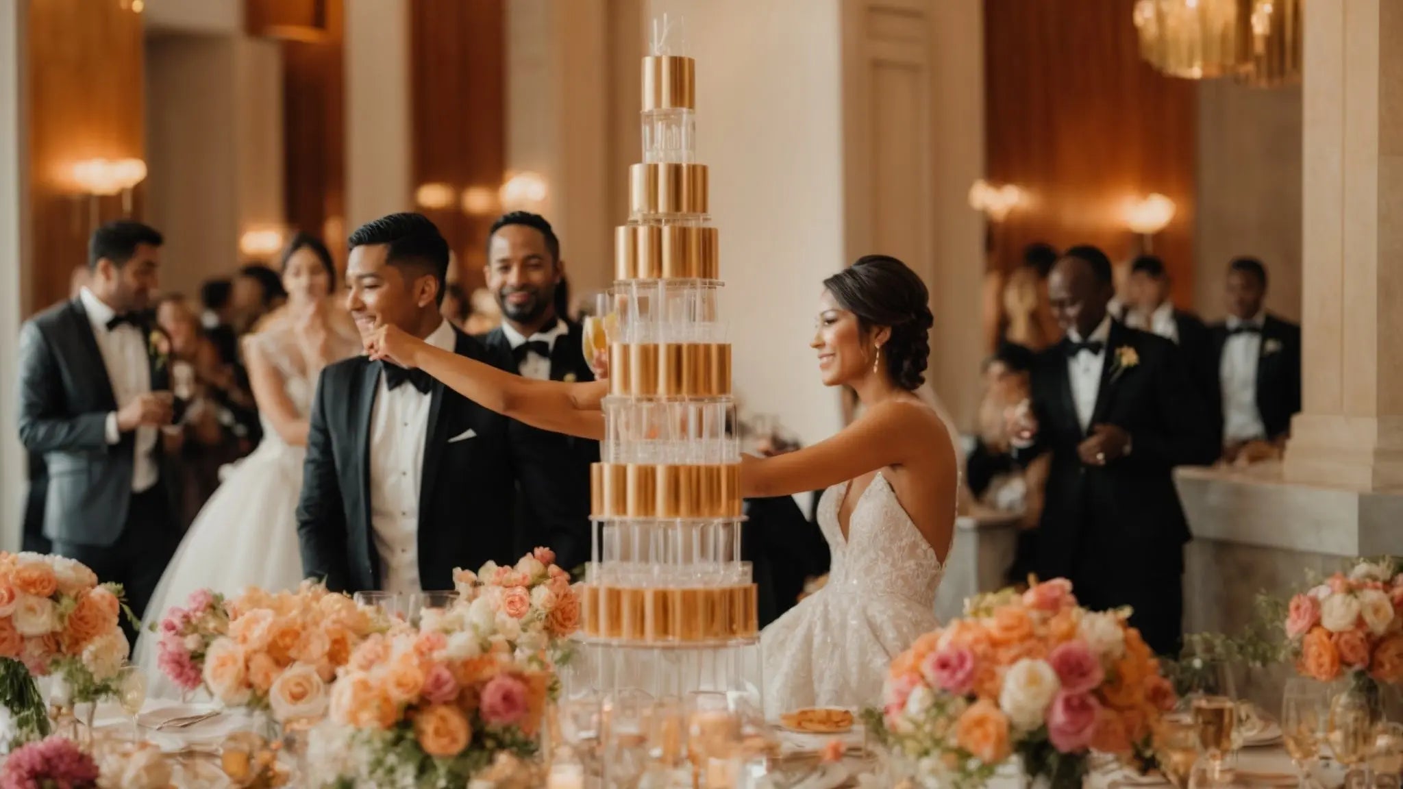 A Trend We Adore: Elevate Your Wedding Reception with a Champagne Tower - Divine Bridal