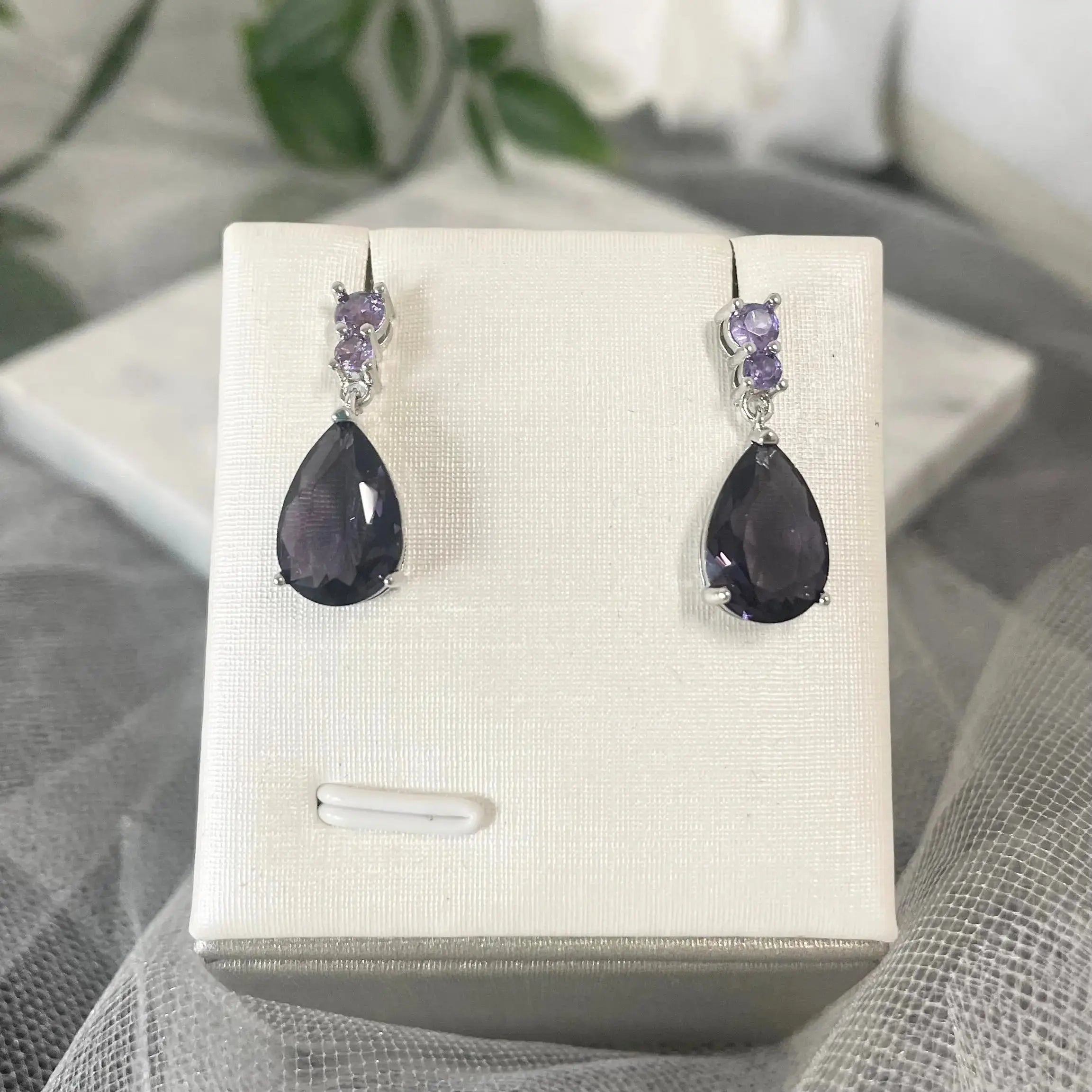 ✨ Elegant Bridesmaid Earrings | CZ Teardrop Dangle Earrings.