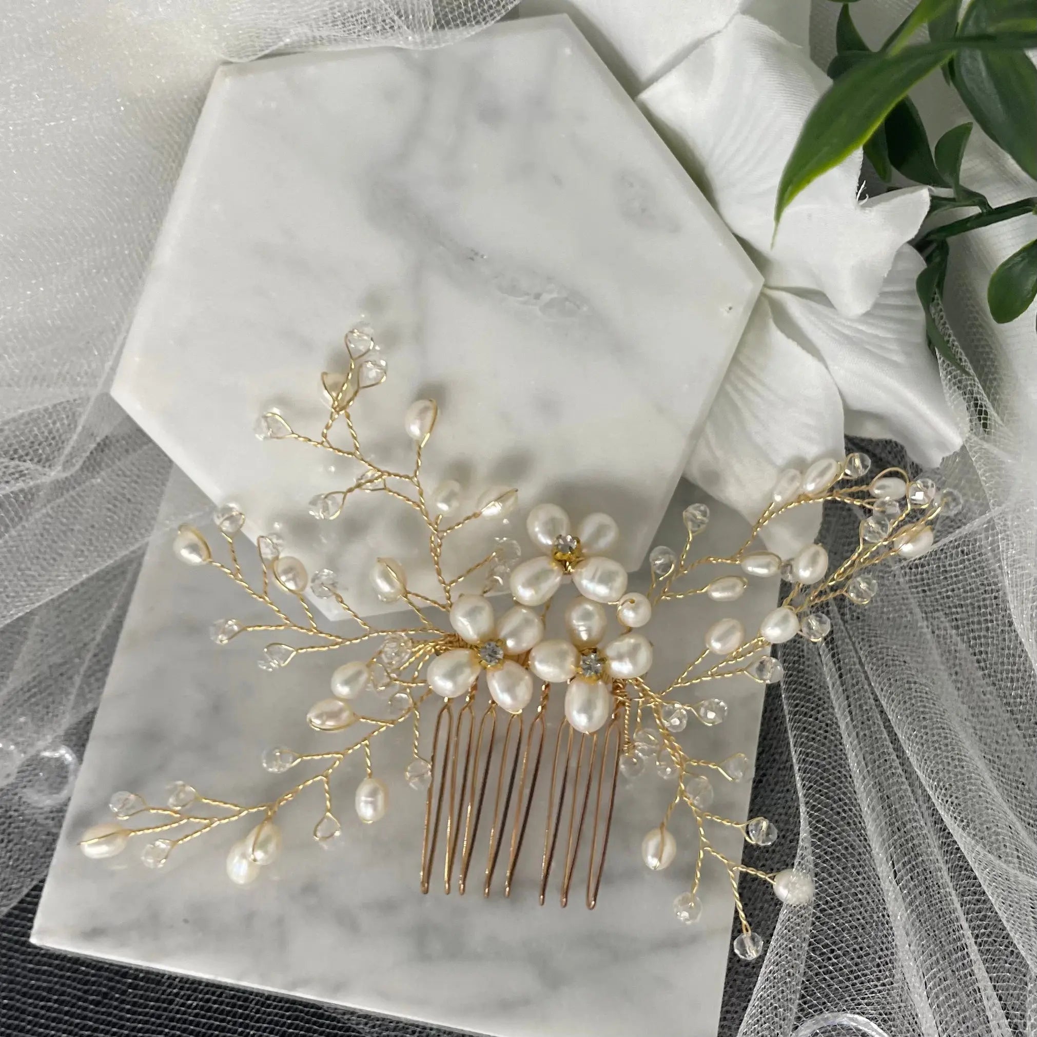 Adalynn Pearl Hair Accessories Wedding Comb.