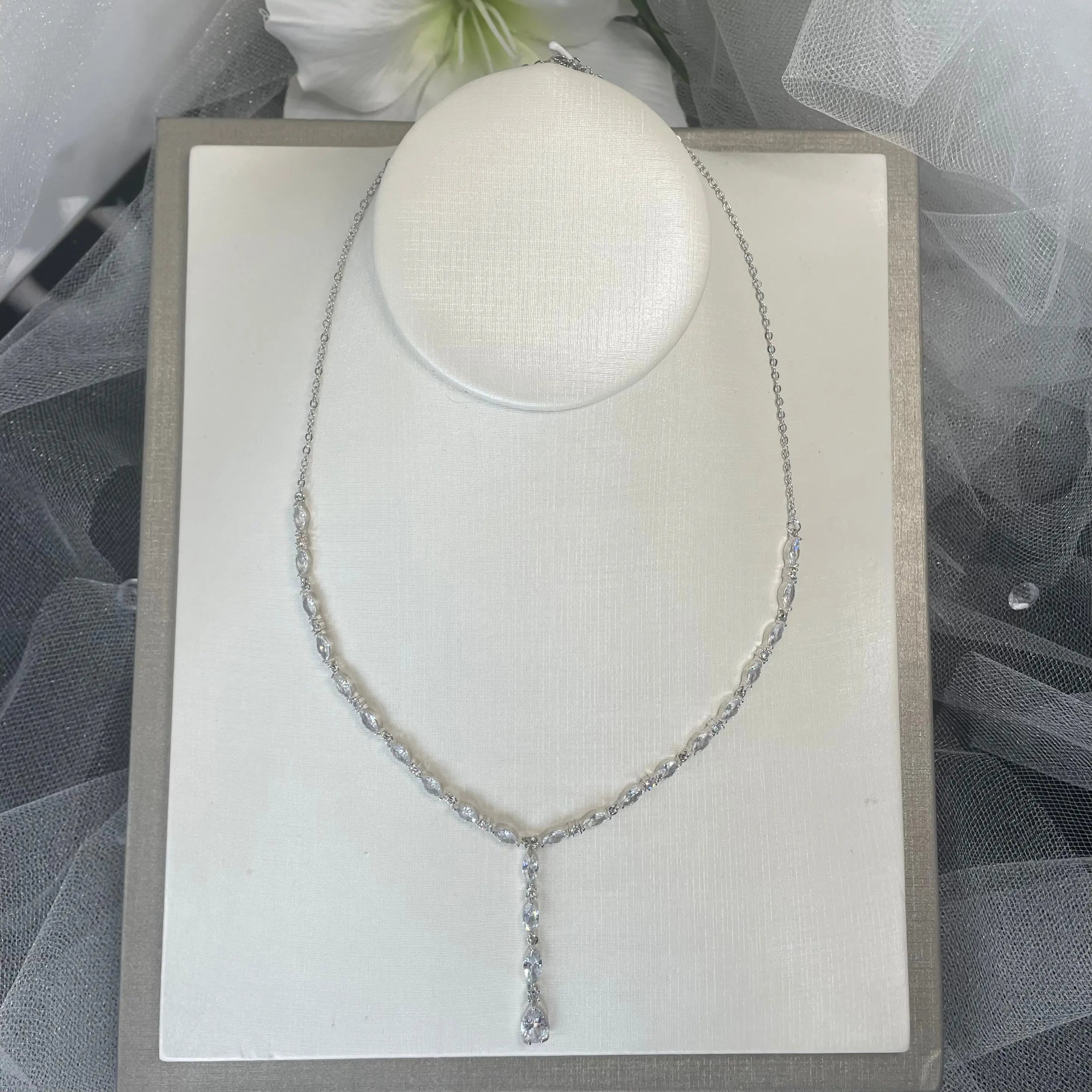 Ally Diamanté Drop Necklace