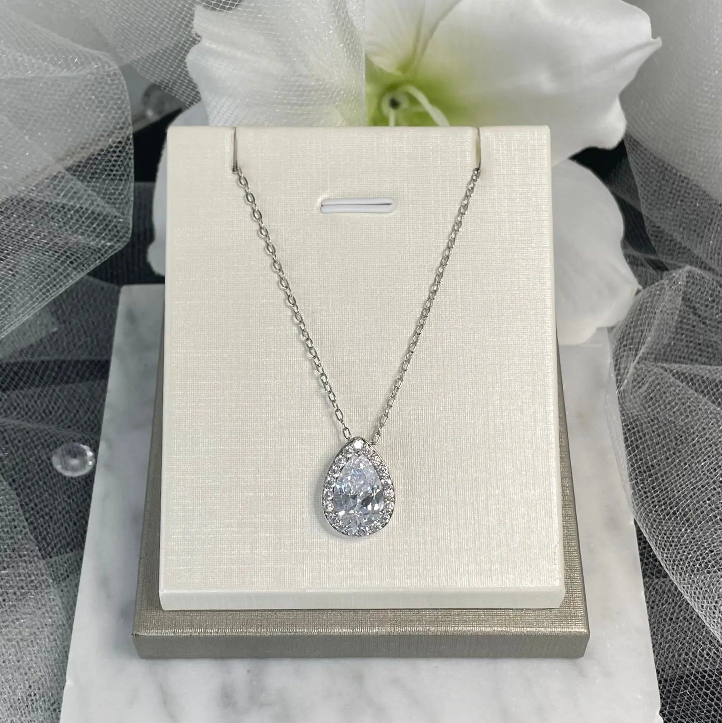 Cascade crystal wedding necklace Divine Bridal