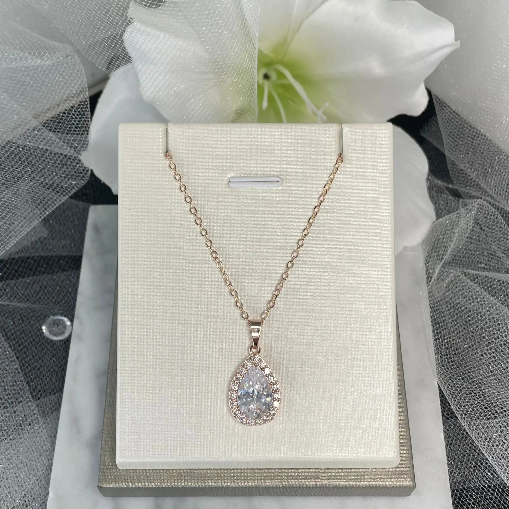 Cascade crystal wedding necklace Divine Bridal