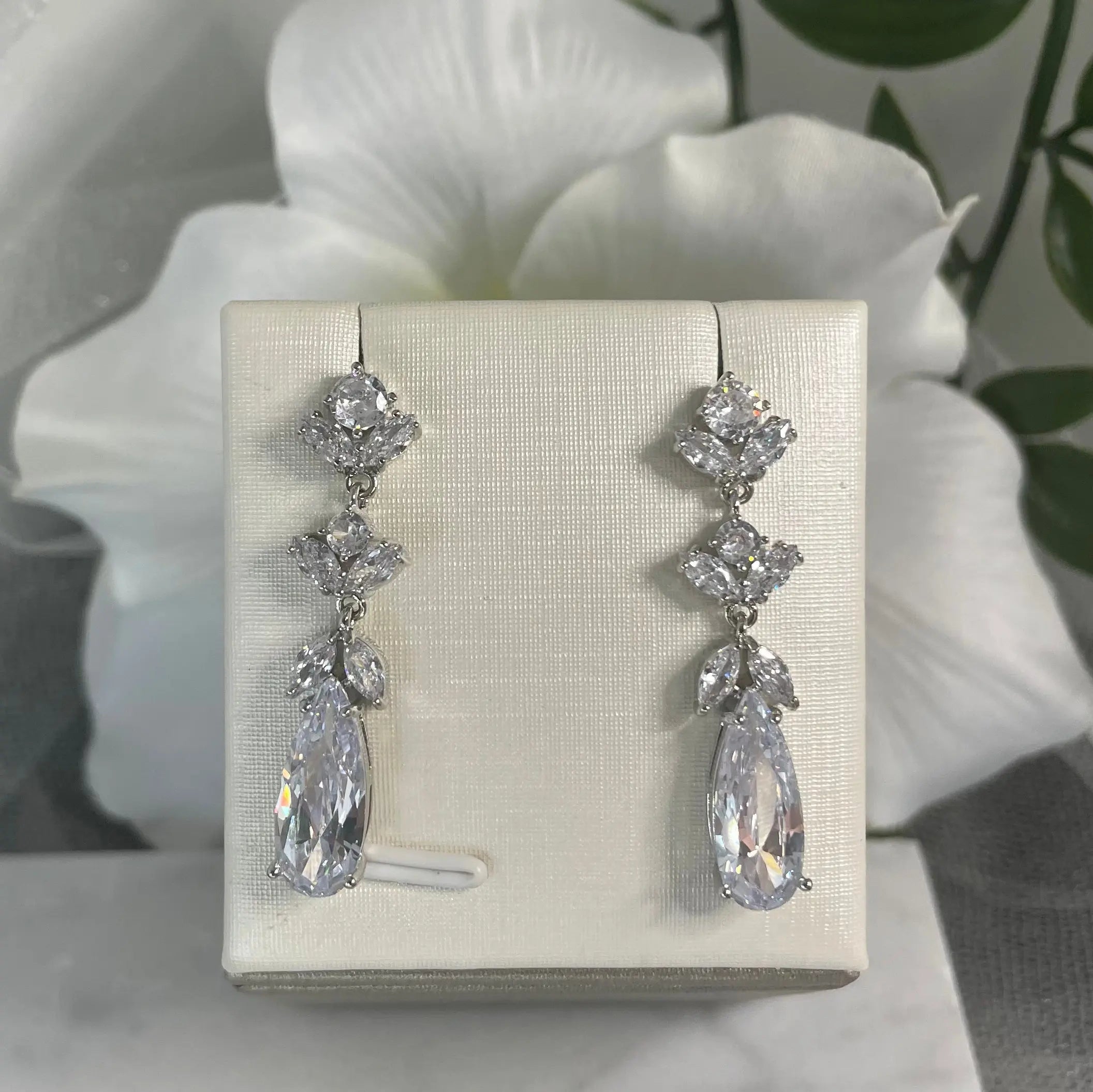 Edith Sterling Silver Bridal Earrings with Elegant Zircon Tassels - Divine Bridal