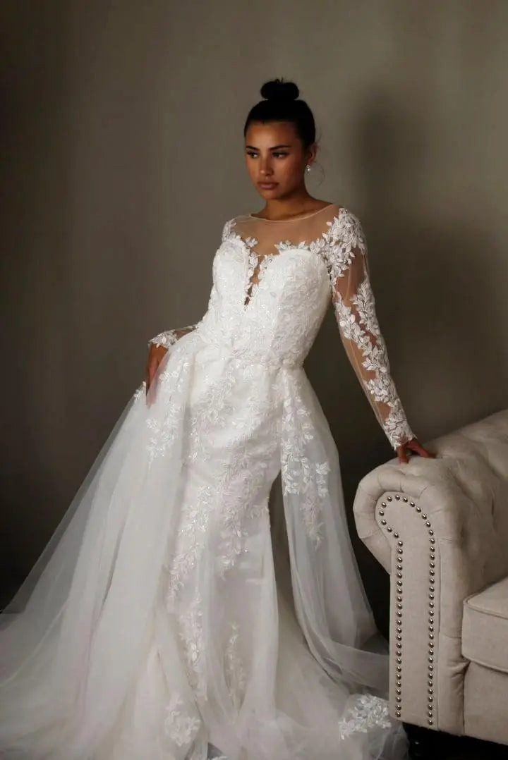 Estella – Long Sleeve Lace Mermaid Bridal Wedding Dress Divinebridal