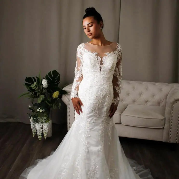 Estella – Long Sleeve Lace Mermaid Bridal Wedding Dress Divinebridal