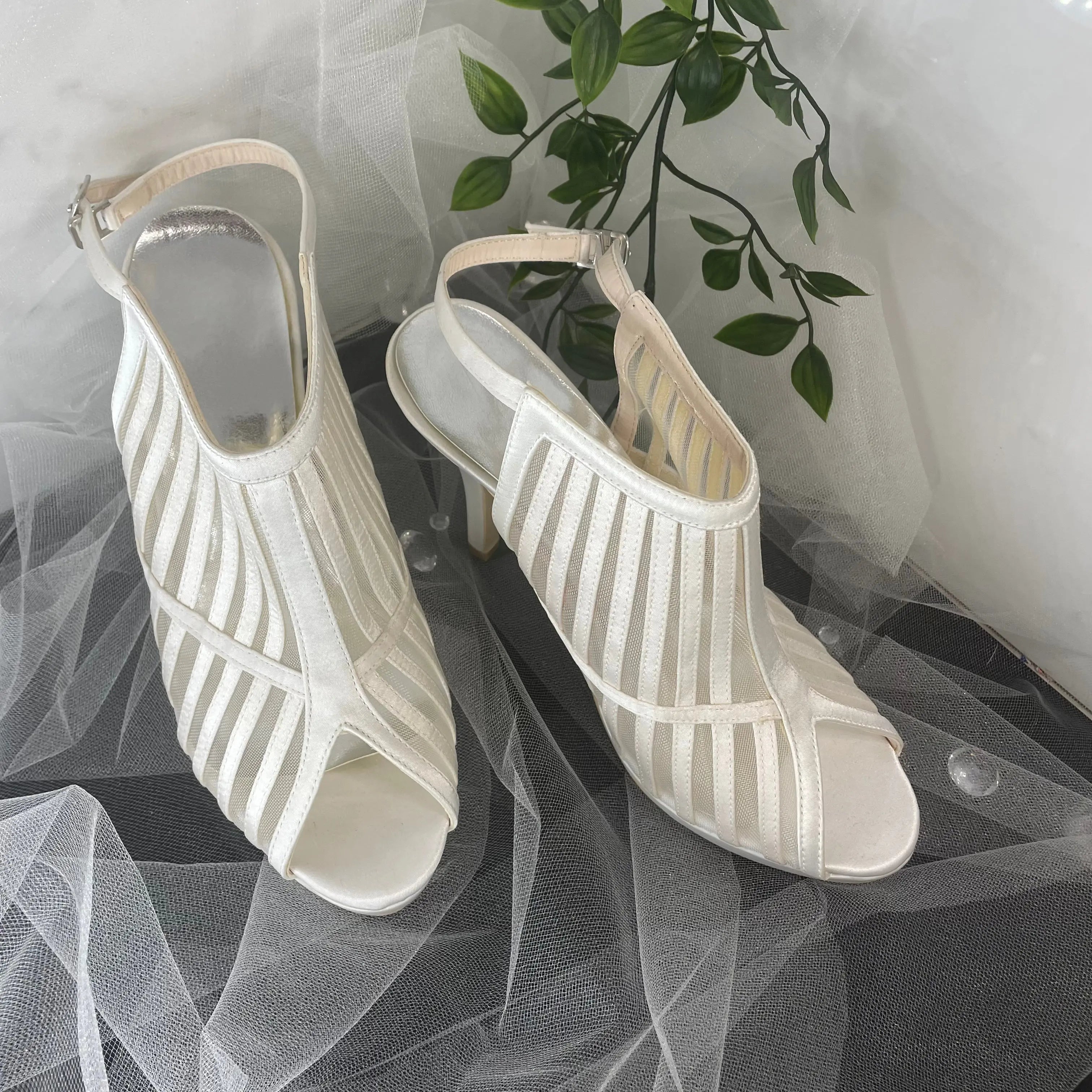 Gladiator Peep Toe High Heel Wedding Bridal Shoe Divinebridal