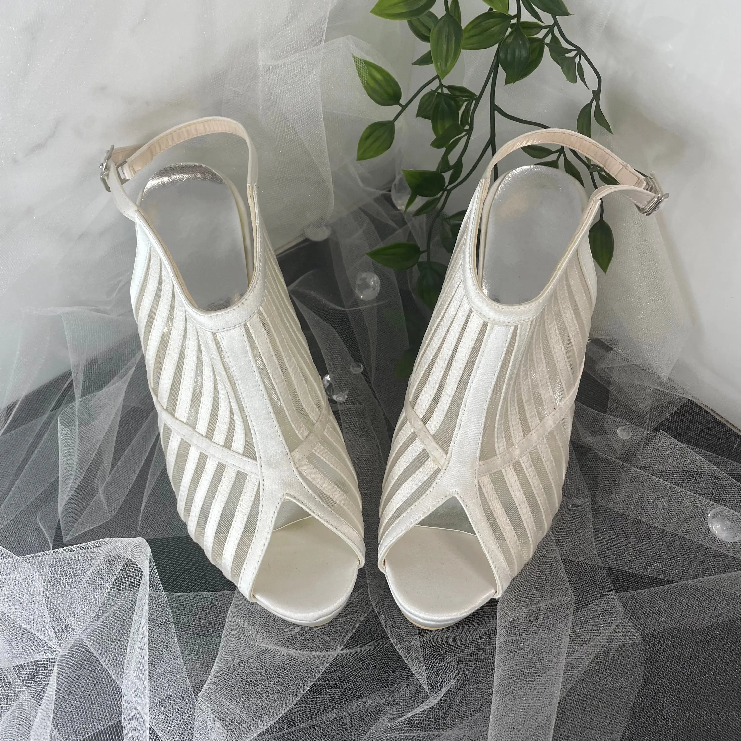 Gladiator Peep Toe High Heel Wedding Bridal Shoe Divinebridal