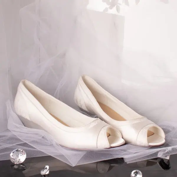 Holly Peep Toe Wedge lace Wedding Bridal Shoe Divinebridal