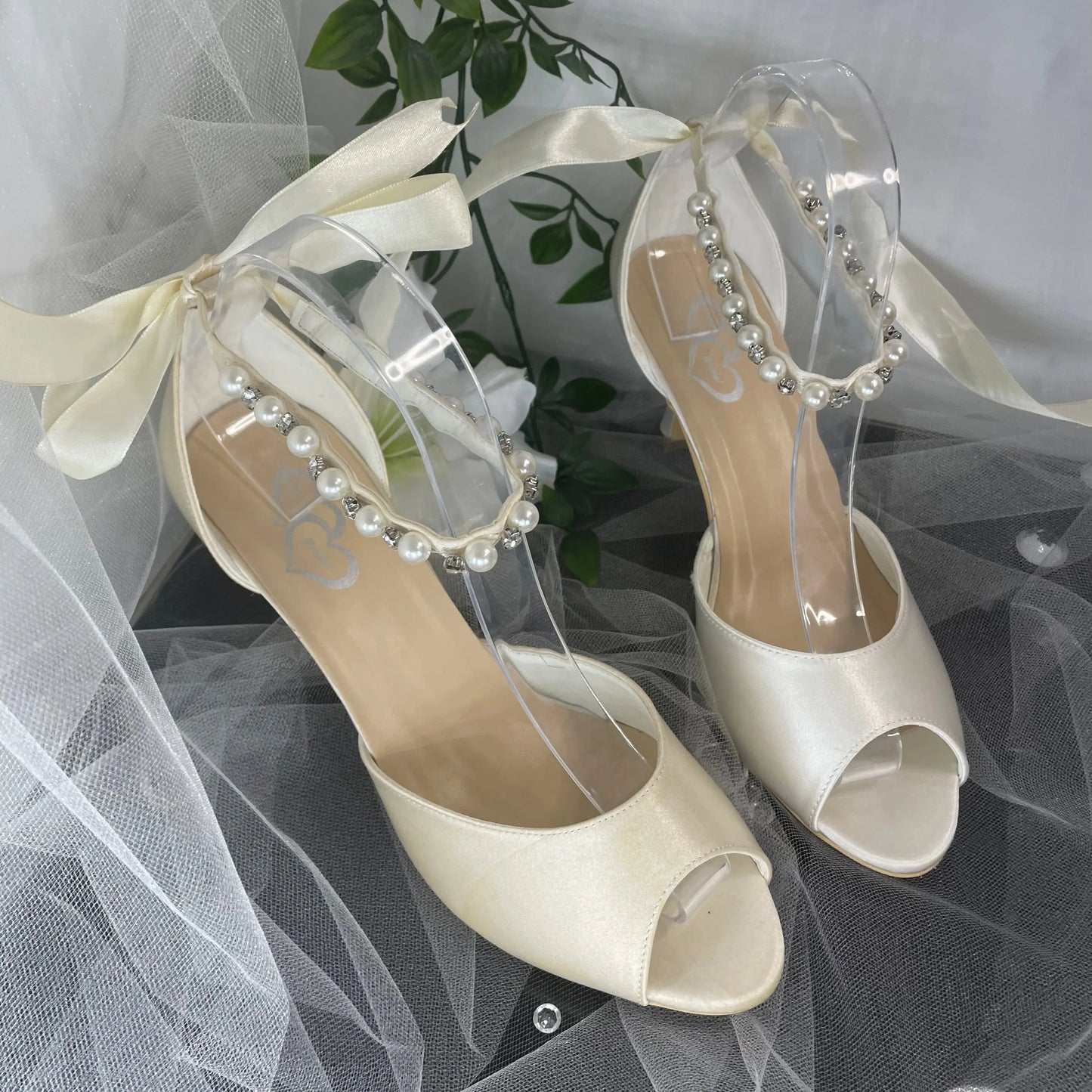 Kaia Open Toe Pearl Ankle Strap Wedding Bridal Shoe Divinebridal