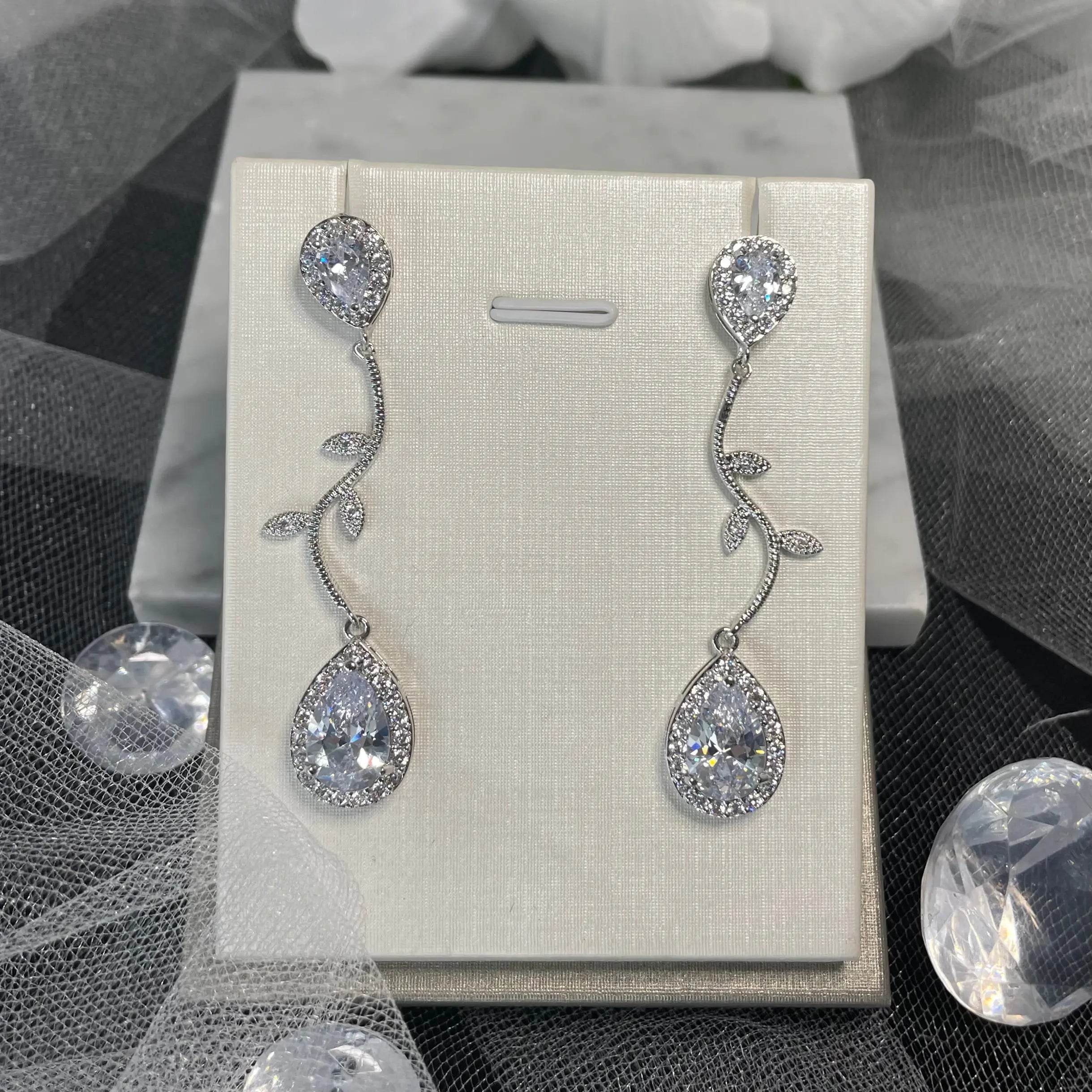 Katty Crystal CZ Water Drop Bridal Earrings | Divine Bridal Divinebridal