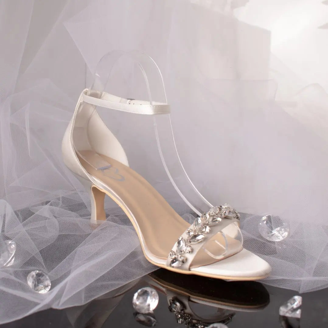 Kaylee Open Toe Diamante Ankle Strap Wedding Bridal Shoe Divinebridal