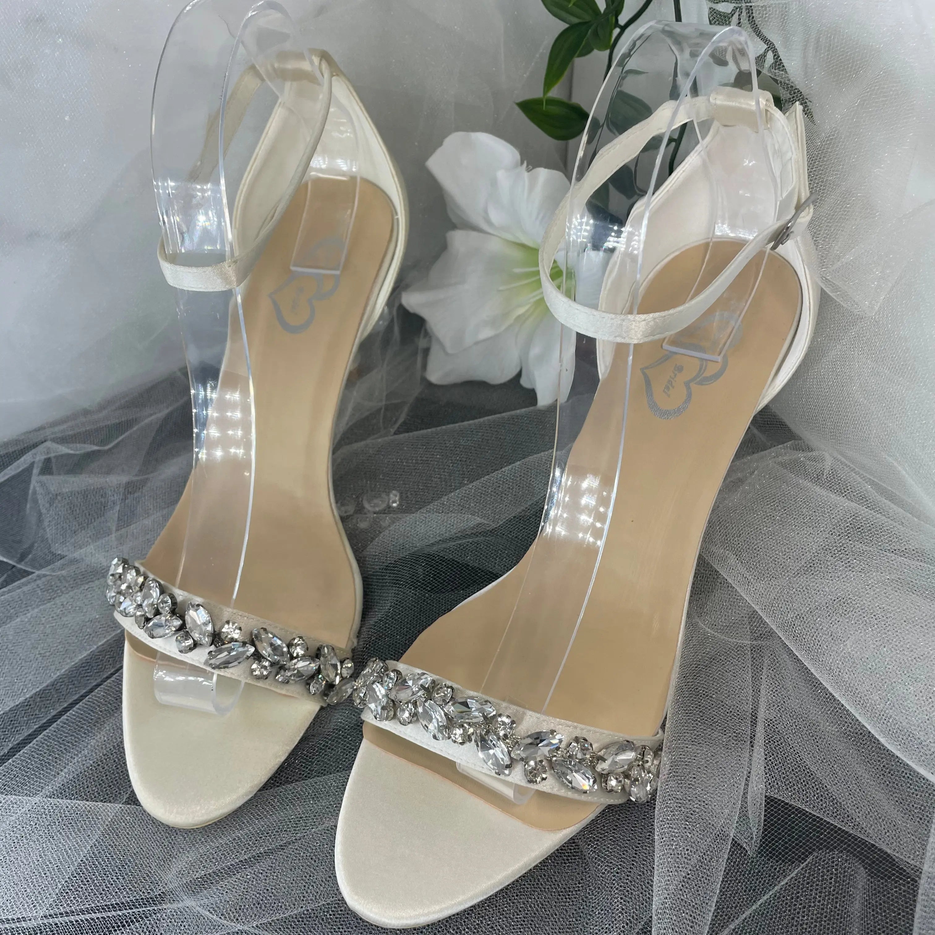 Kaylee Open Toe Diamante Ankle Strap Wedding Bridal Shoe Divinebridal