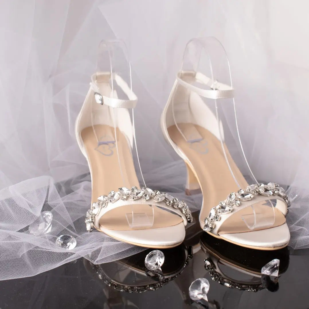 Kaylee Open Toe Diamante Ankle Strap Wedding Bridal Shoe Divinebridal