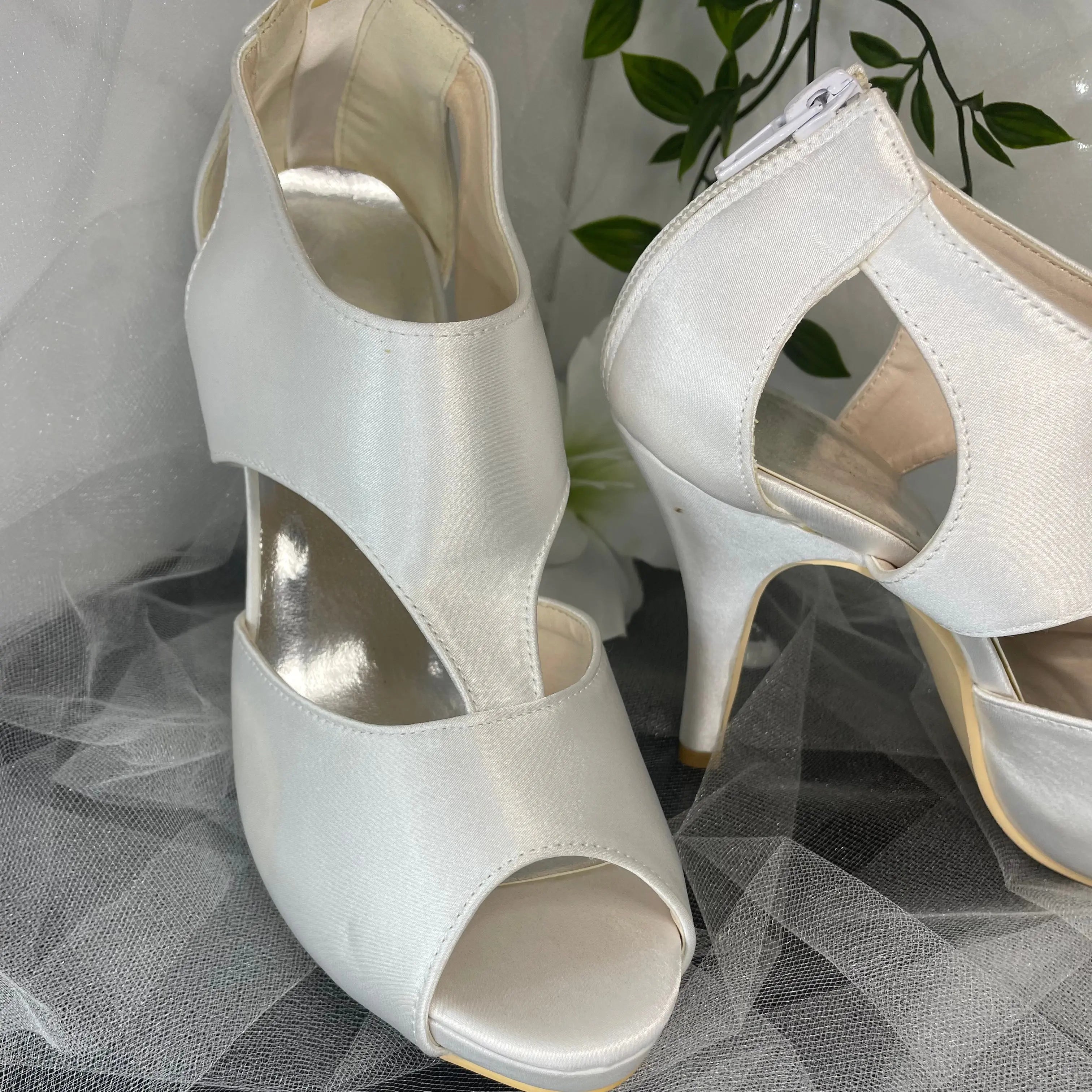 Leona Peep Toe Wedding Bridal Shoe Divinebridal