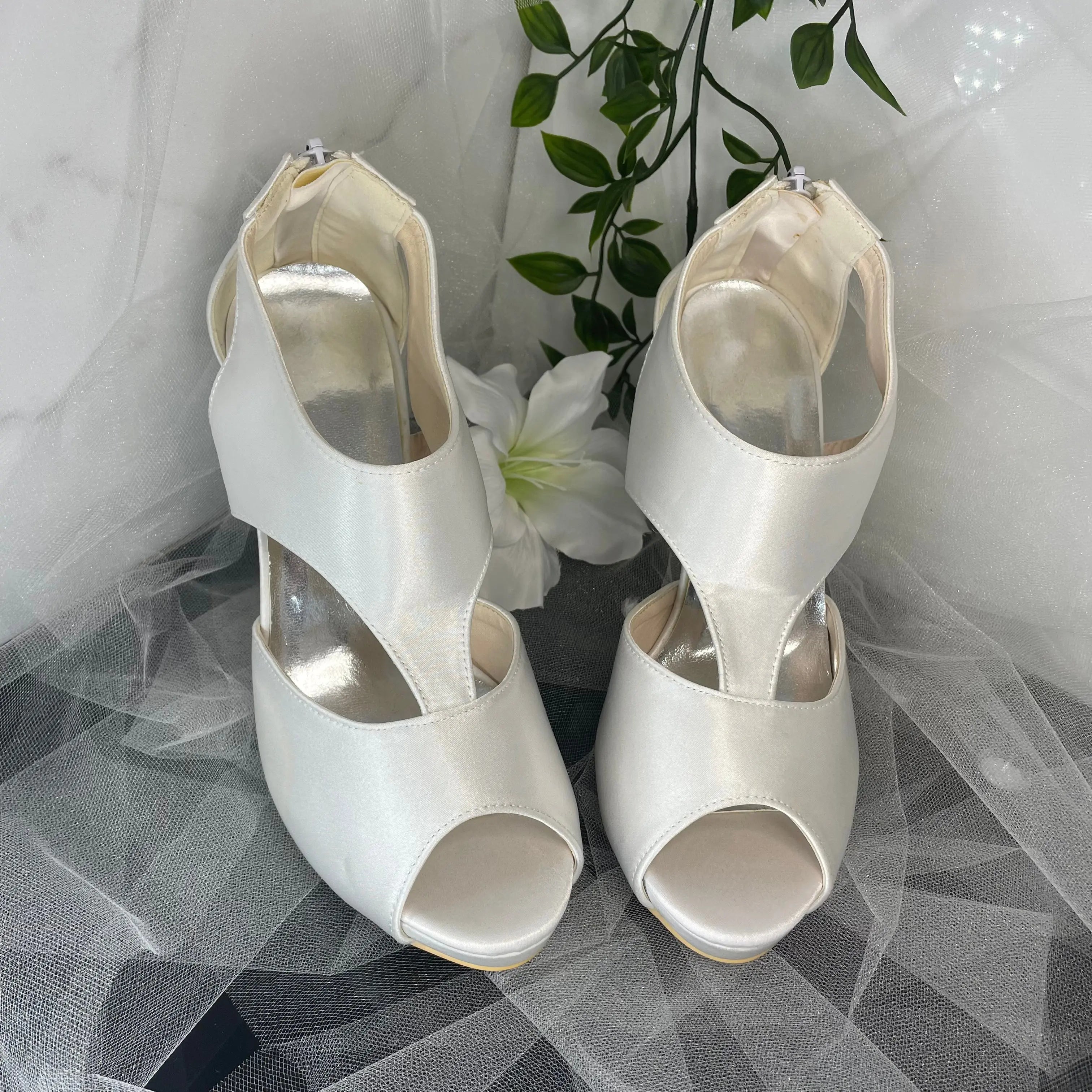 Leona Peep Toe Wedding Bridal Shoe Divinebridal