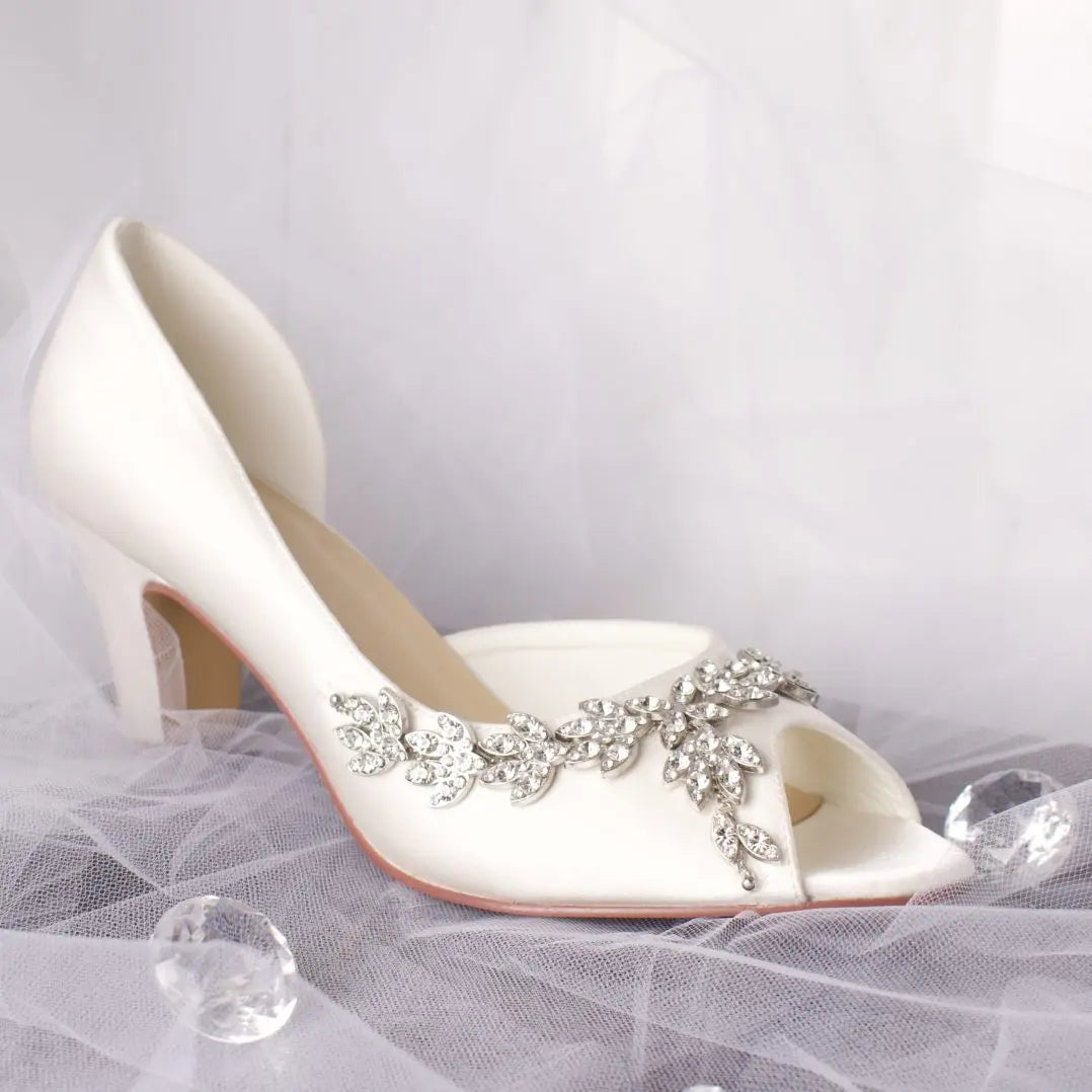 Nola Peep Toe Diamante Ankle Strap Wedding Bridal Shoe Divinebridal