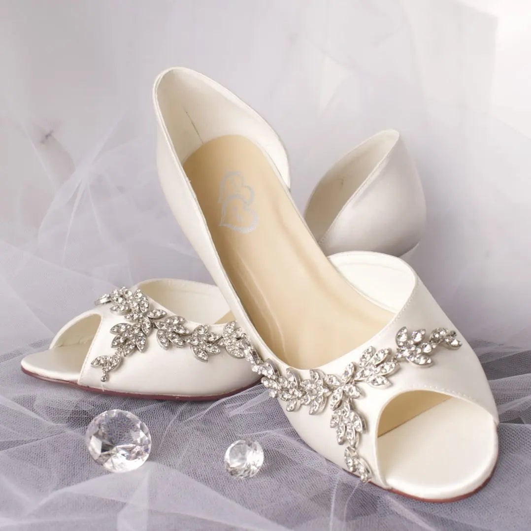 Nola Peep Toe Diamante Ankle Strap Wedding Bridal Shoe Divinebridal