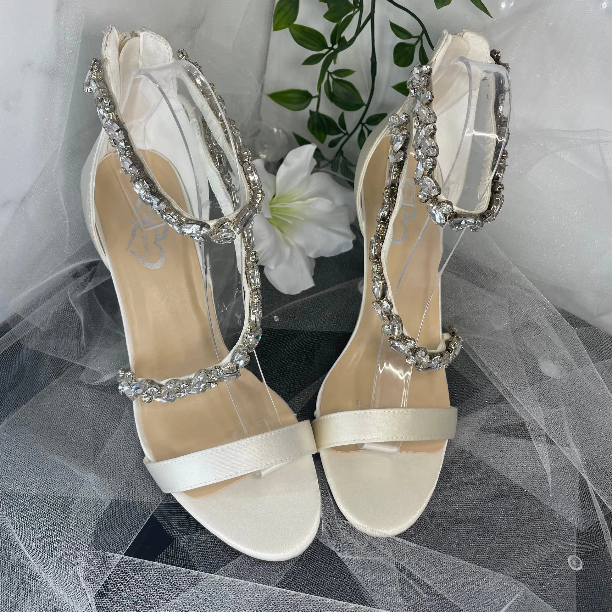 Oksana Open Toe Diamante Ankle Strap Wedding Bridal Shoe Divinebridal