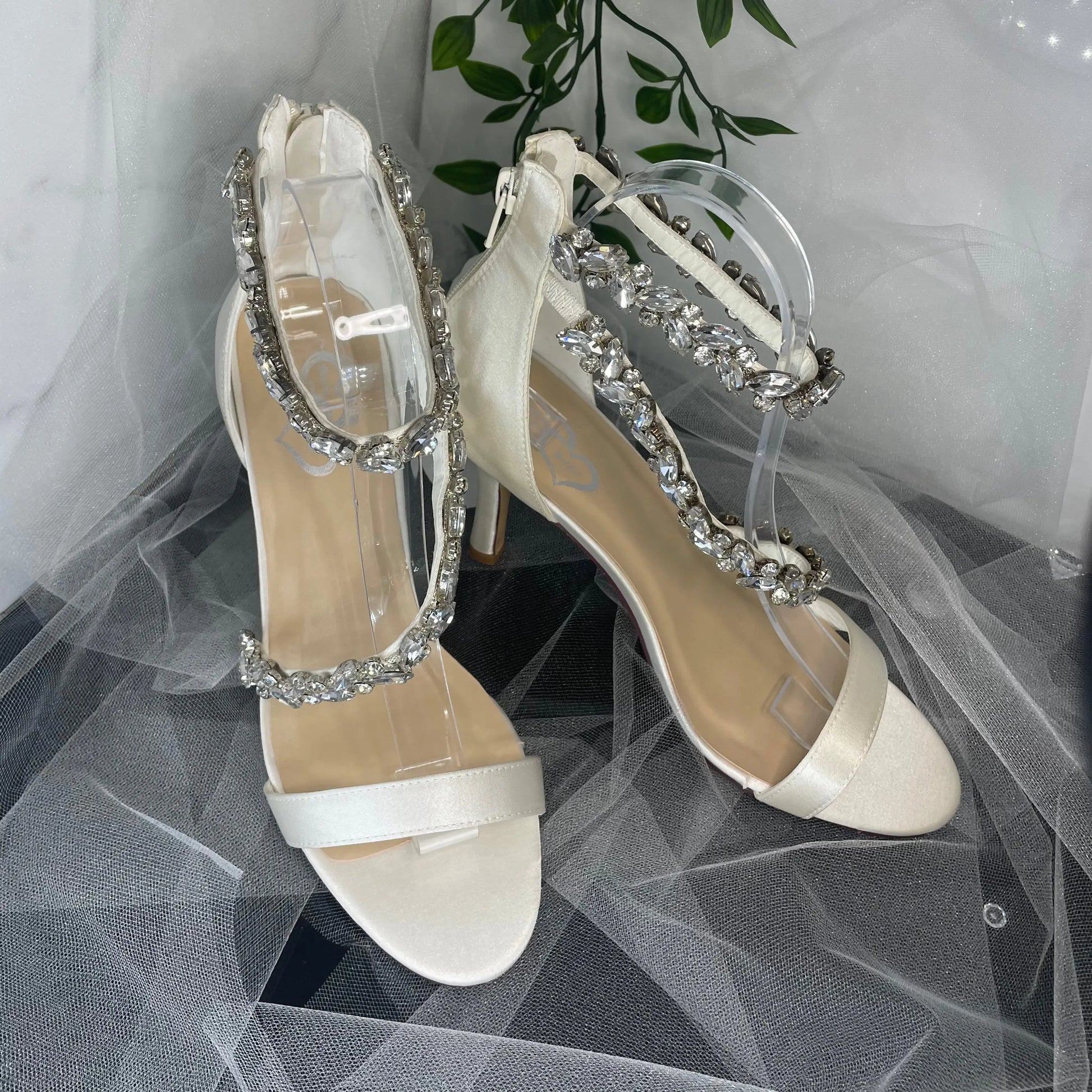 Oksana Open Toe Diamante Ankle Strap Wedding Bridal Shoe Divinebridal