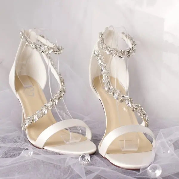 Oksana Open Toe Diamante Ankle Strap Wedding Bridal Shoe Divinebridal