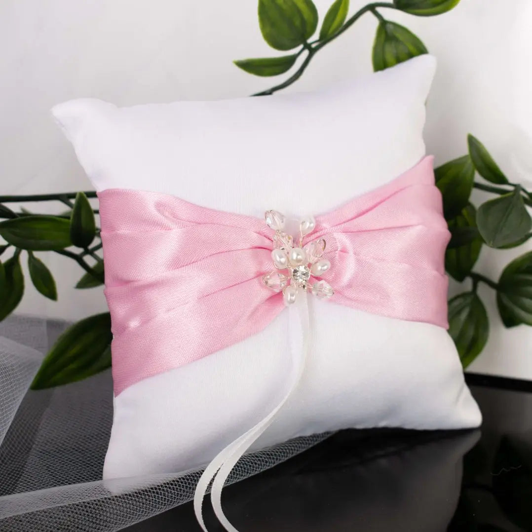 Pink Satin Ring Pillow Pink Satin Ring Pillow Pink Satin Ring Pillow Divinebridal