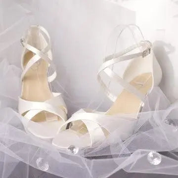 Ruth Open Toe Ankle Strap Wedding Bridal Wedge Shoe Divine Bridal