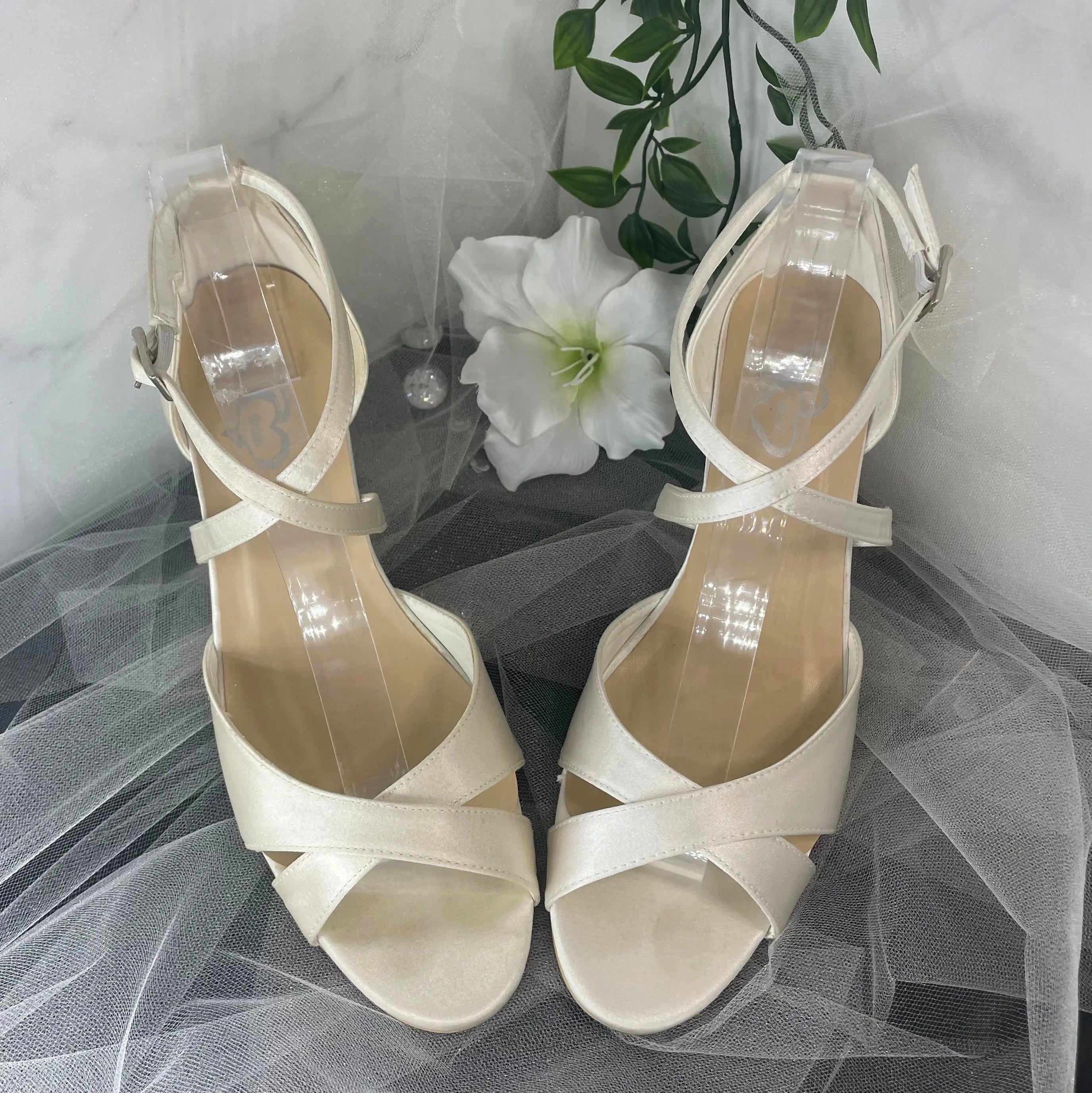 Ruth Open Toe Ankle Strap Wedding Bridal Wedge wedding Shoes.