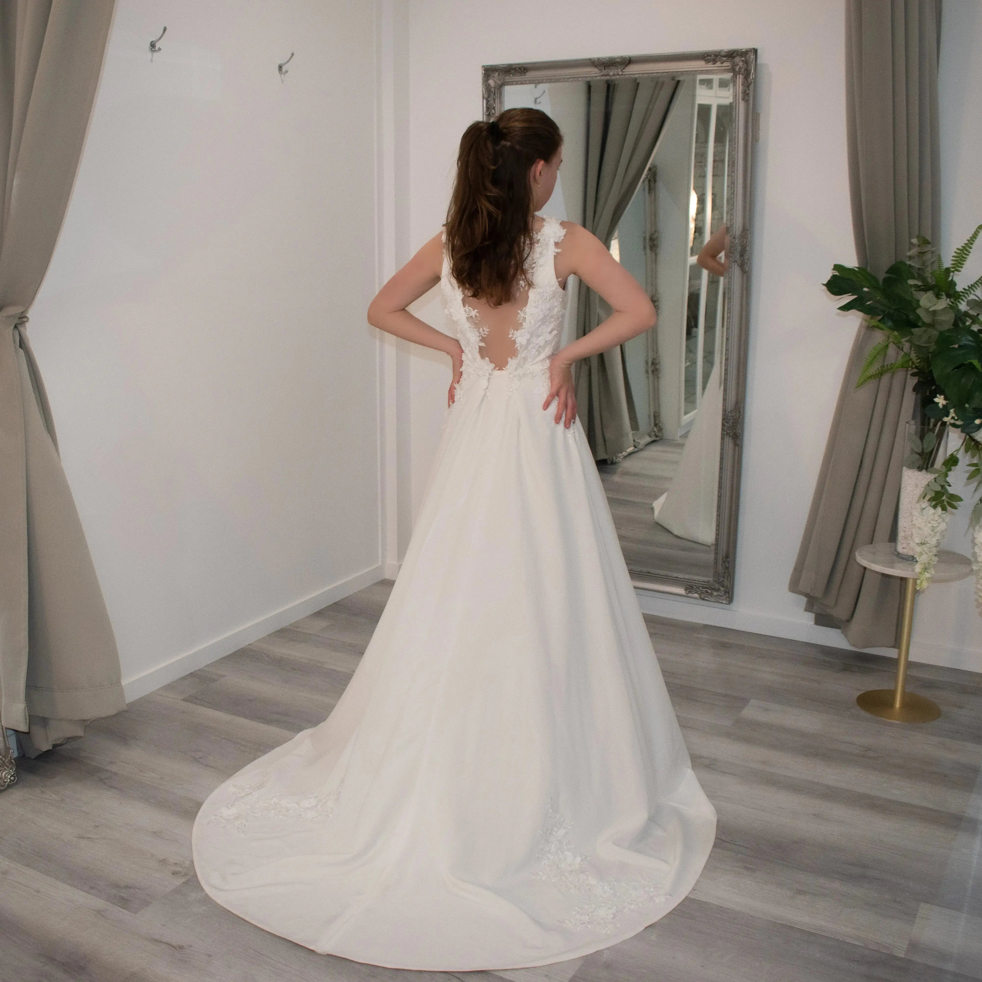 Aria Elegant Square Neck Wedding Gown.