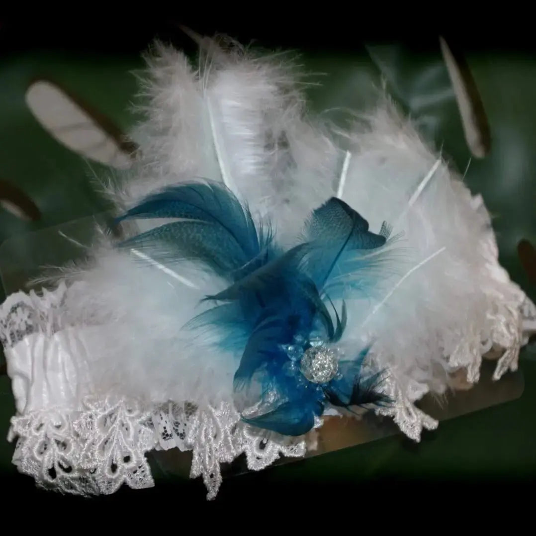 Beaded Feather Garter - Divine Bridal