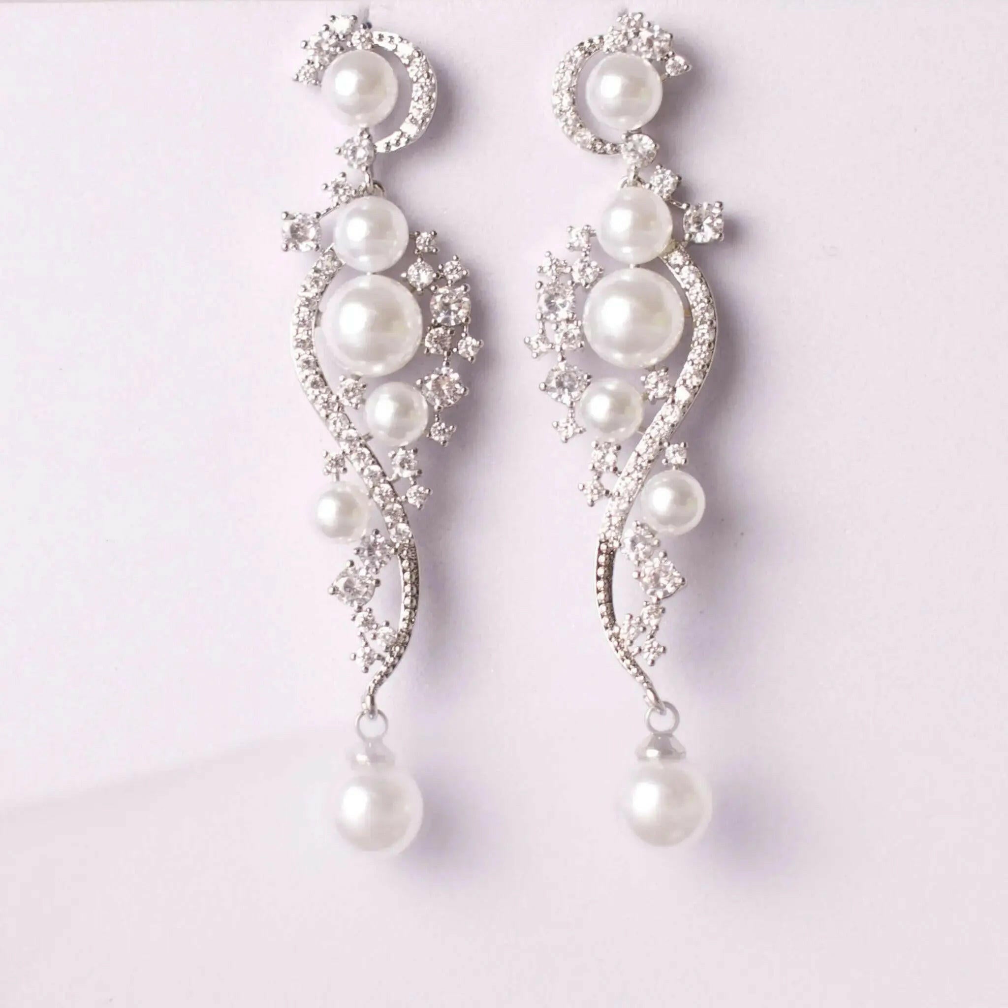 Brina Water Pearl Drop Bridal Wedding Earring - Divine Bridal