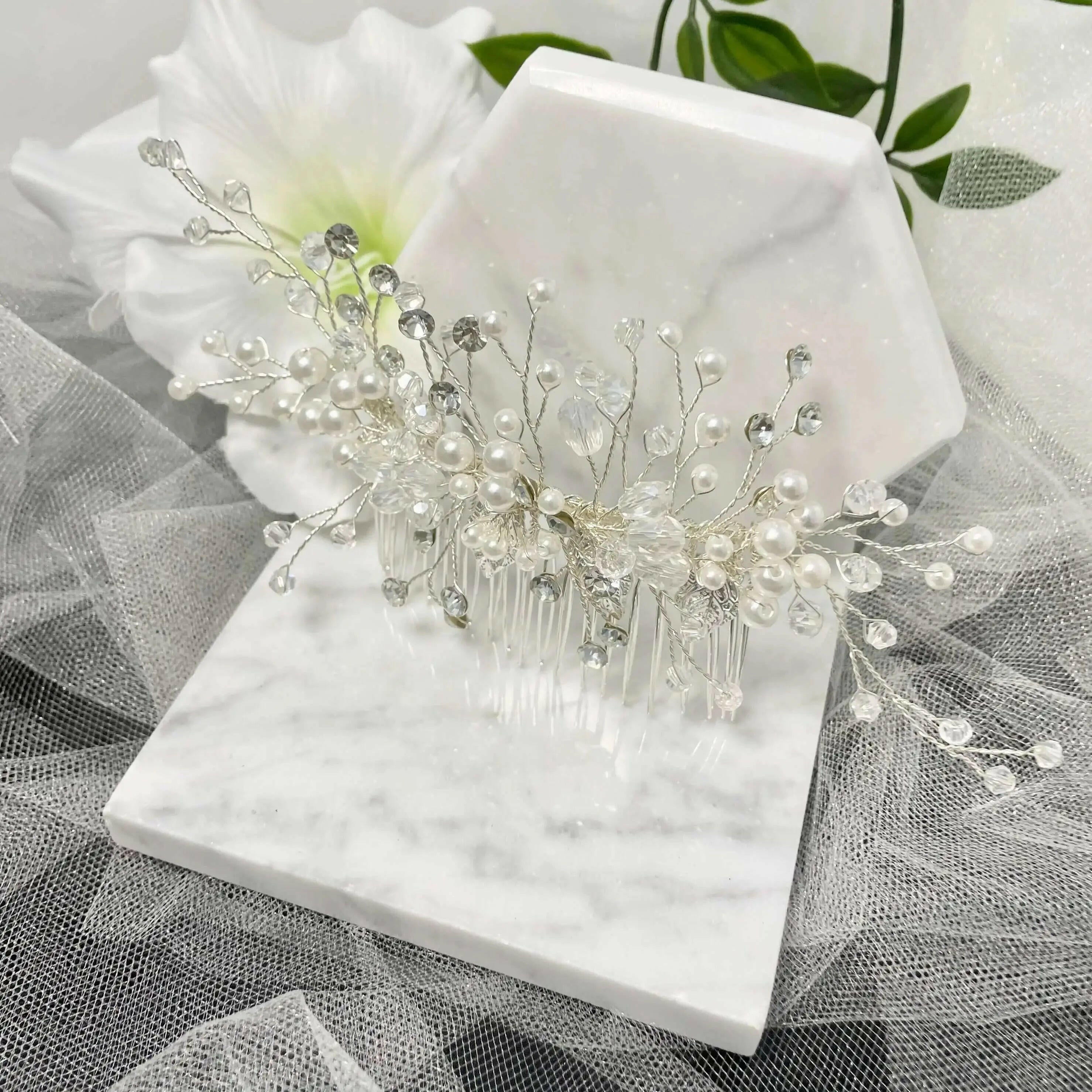 Camila Pearl and Diamanté Wedding Hair Comb | Divine Bridal - Divine Bridal