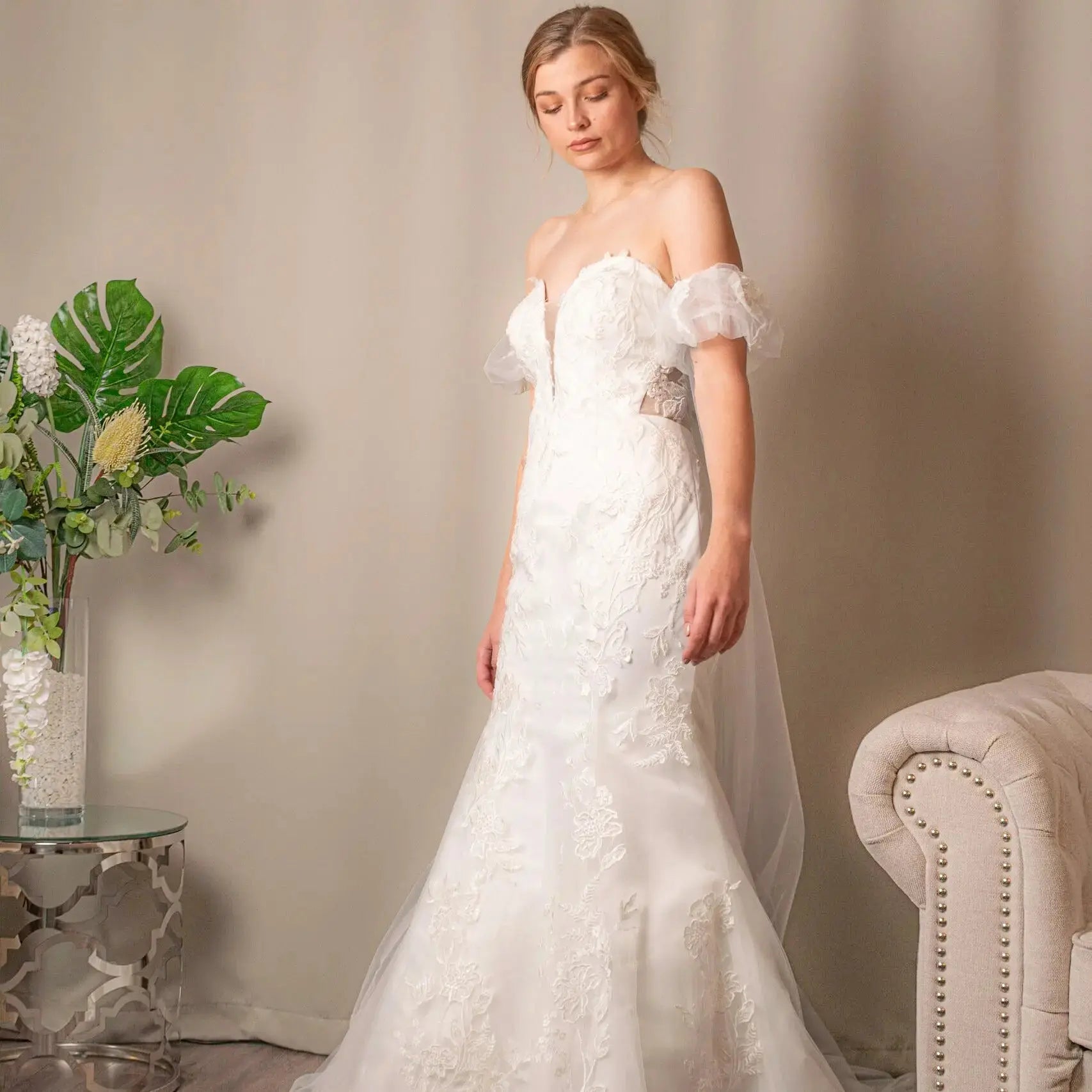 Catherine Mermaid Gown with Detachable Skirt - Divine Bridal