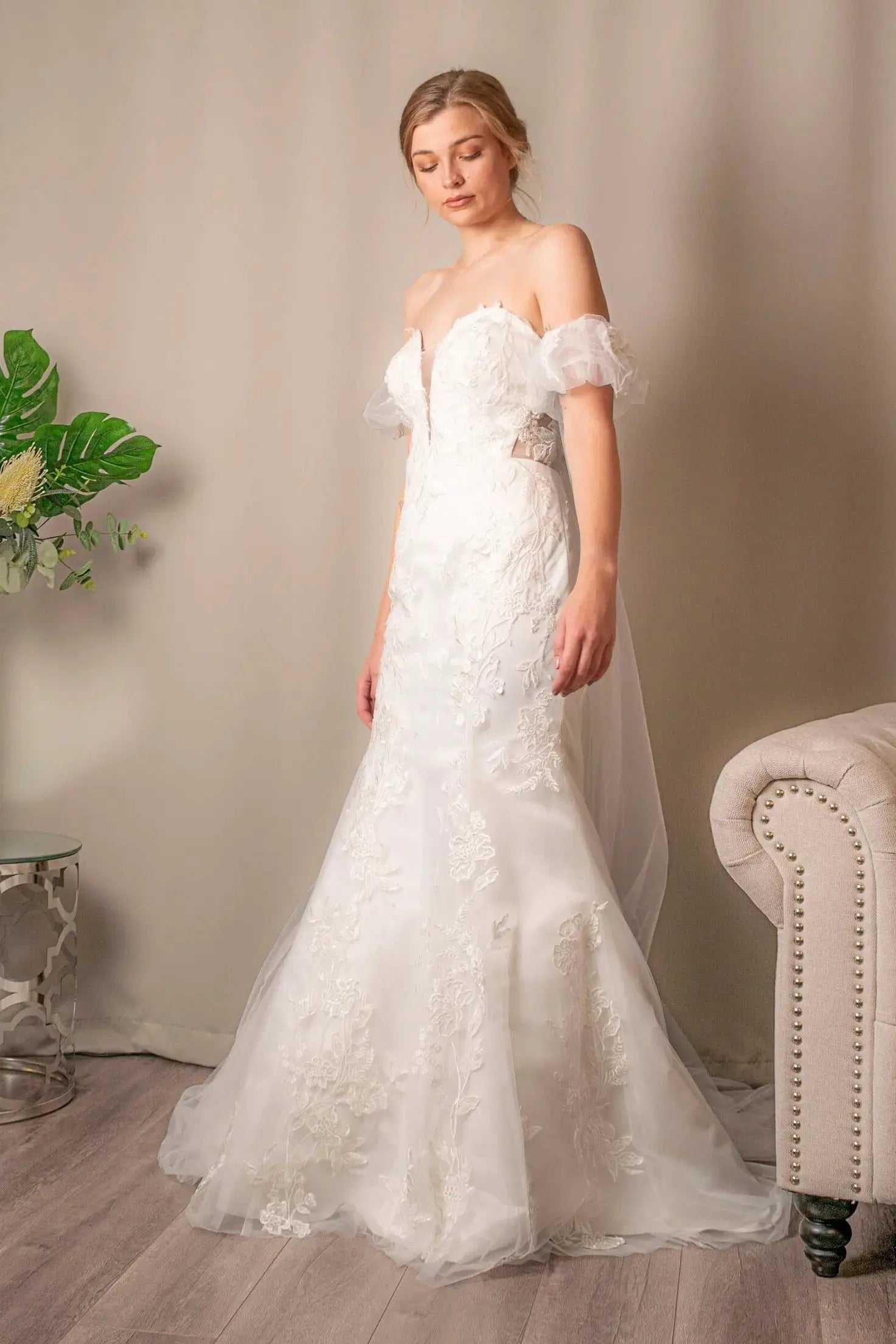 Catherine Mermaid Gown with Detachable Skirt - Divine Bridal