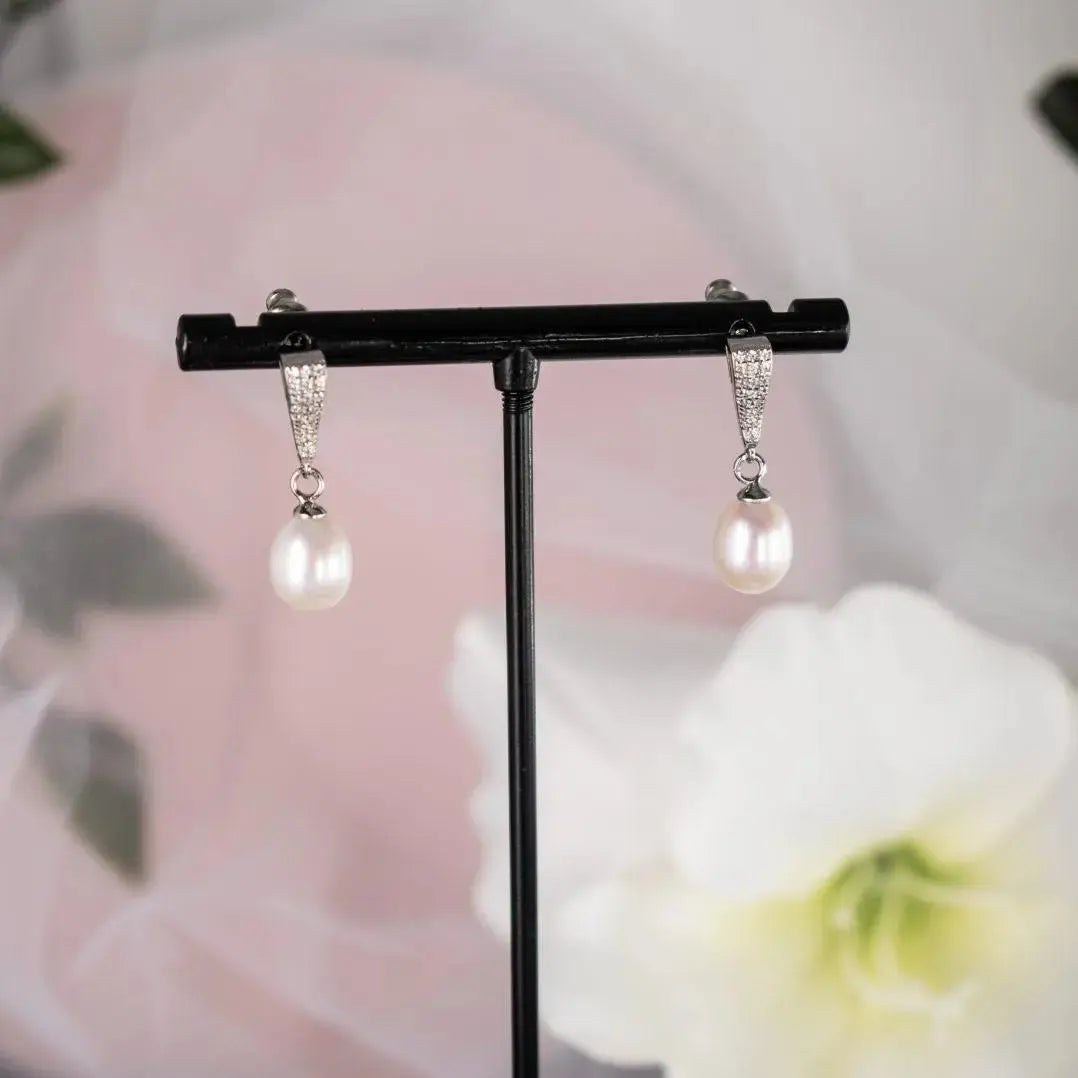 Claire Freshwater Pearl Sterling Silver Earrings | Divine Bridal - Divine Bridal