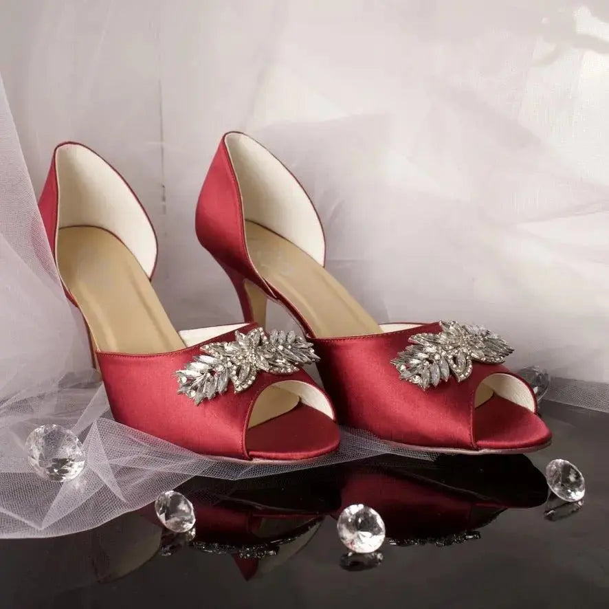 Clarissa diamanté Peep Toe Wedding Bridal Shoe - Divine Bridal