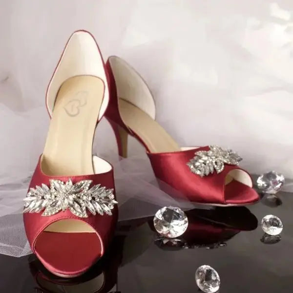 Clarissa diamanté Peep Toe Wedding Bridal Shoe - Divine Bridal