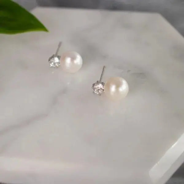 Dalia Freshwater Pearl Stud Earrings | Divine Bridal.