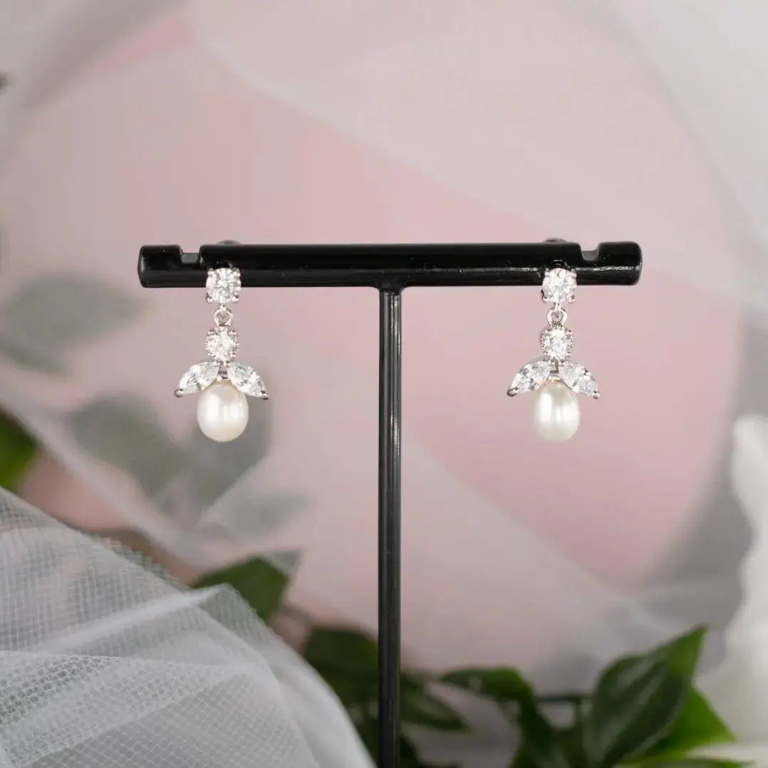 Demmy Pearl Drop Earrings for Brides | Divine Bridal.