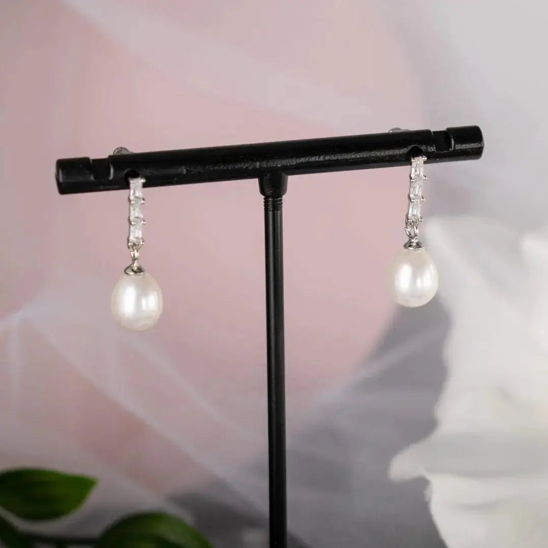 Dream Sterling Silver & Natural Pearl Earrings | Divine Bridal.