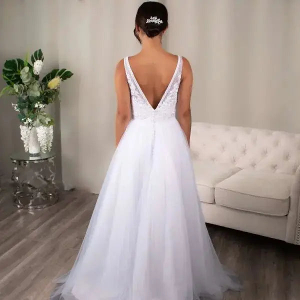 Elaine Debutante Ball Gown: Lace A - line dress - Divine Bridal