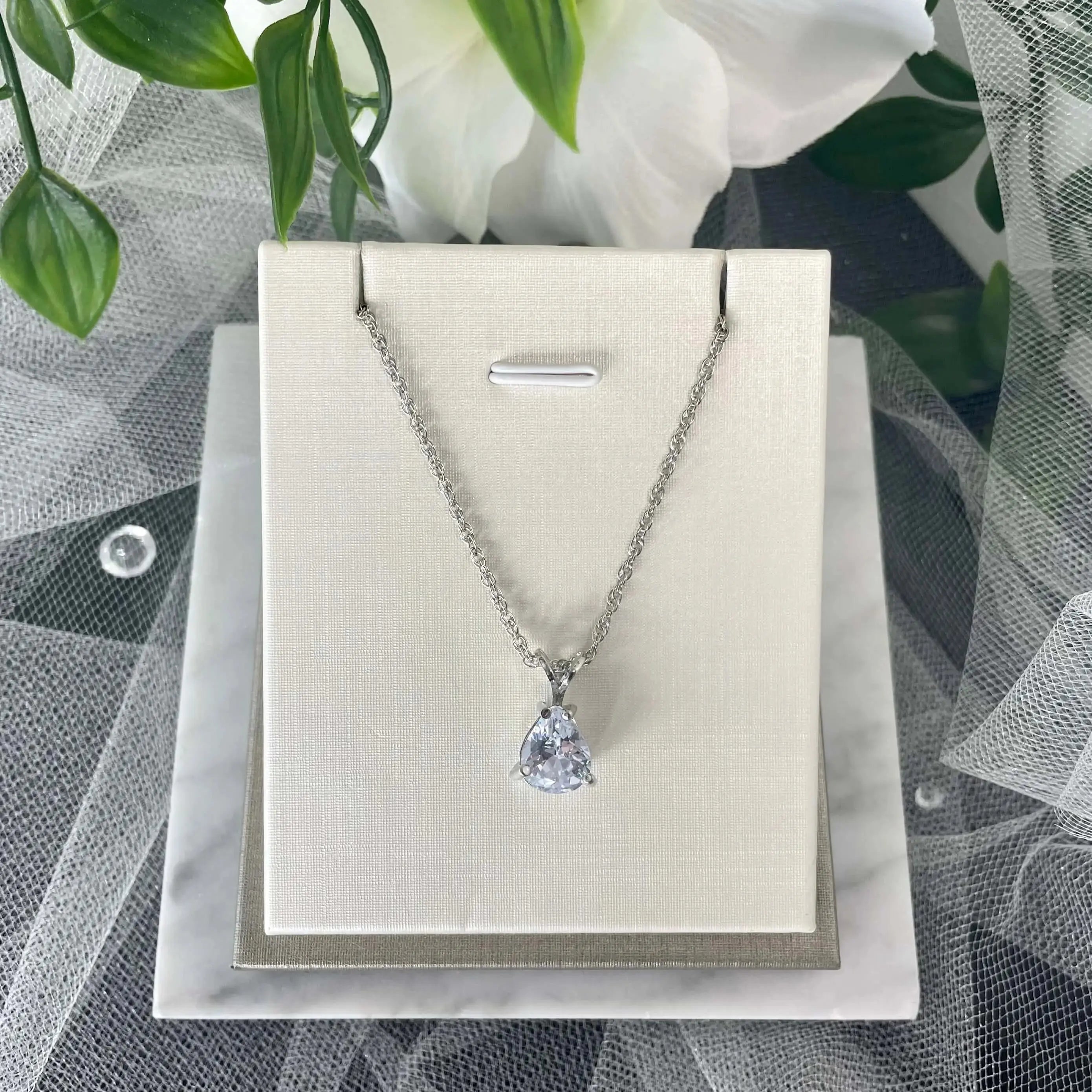 Eliana Silver Plated Teardrop Necklace: A Symphony of Sparkle - Divine Bridal