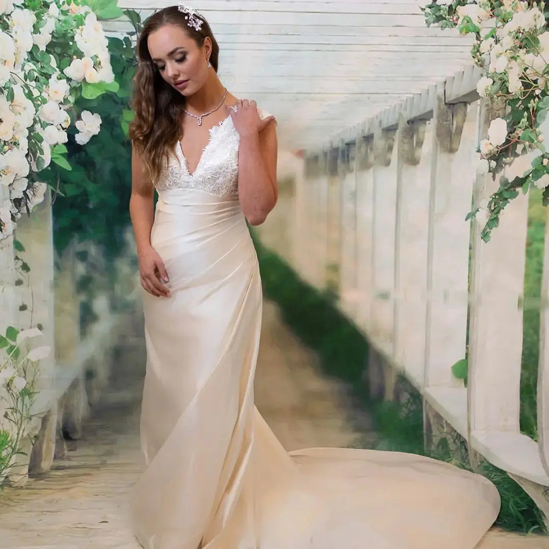 Hillary Gown: Silk & Lace Elegance - Divine Bridal