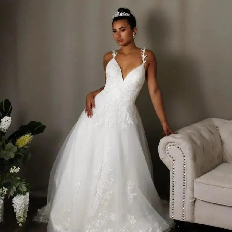 Holly: Elegant A-line Lace Bridal Gown.