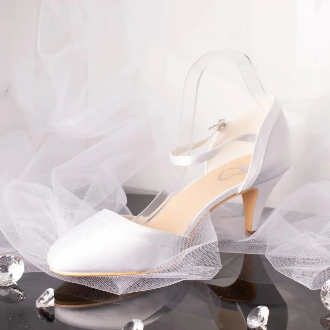 June Closed Toe With Ankle Strap Wedding Bridal Shoe - Divine Bridal