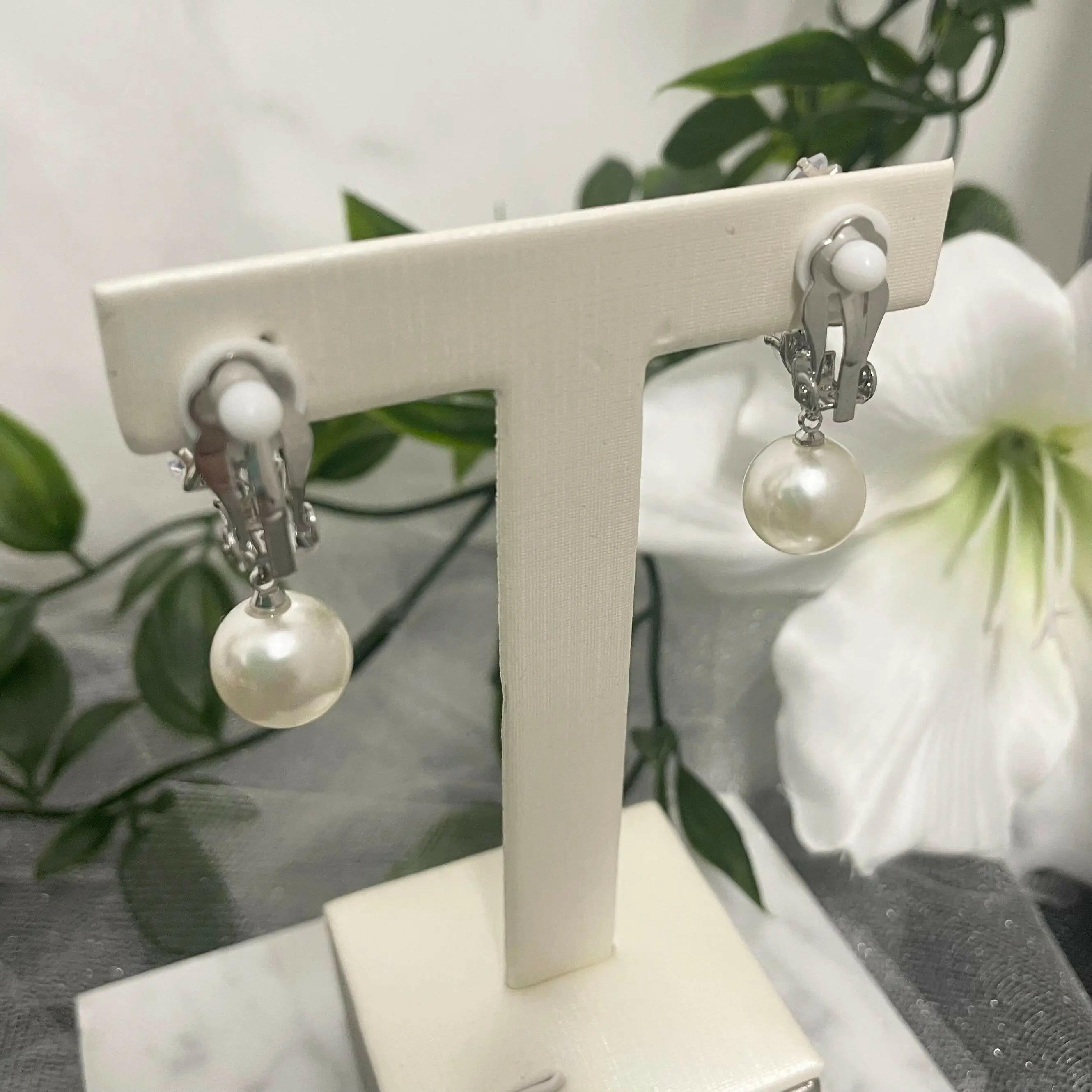 Luxe CZ pearl earrings instant chic clip-on earrings - no piercing needed.