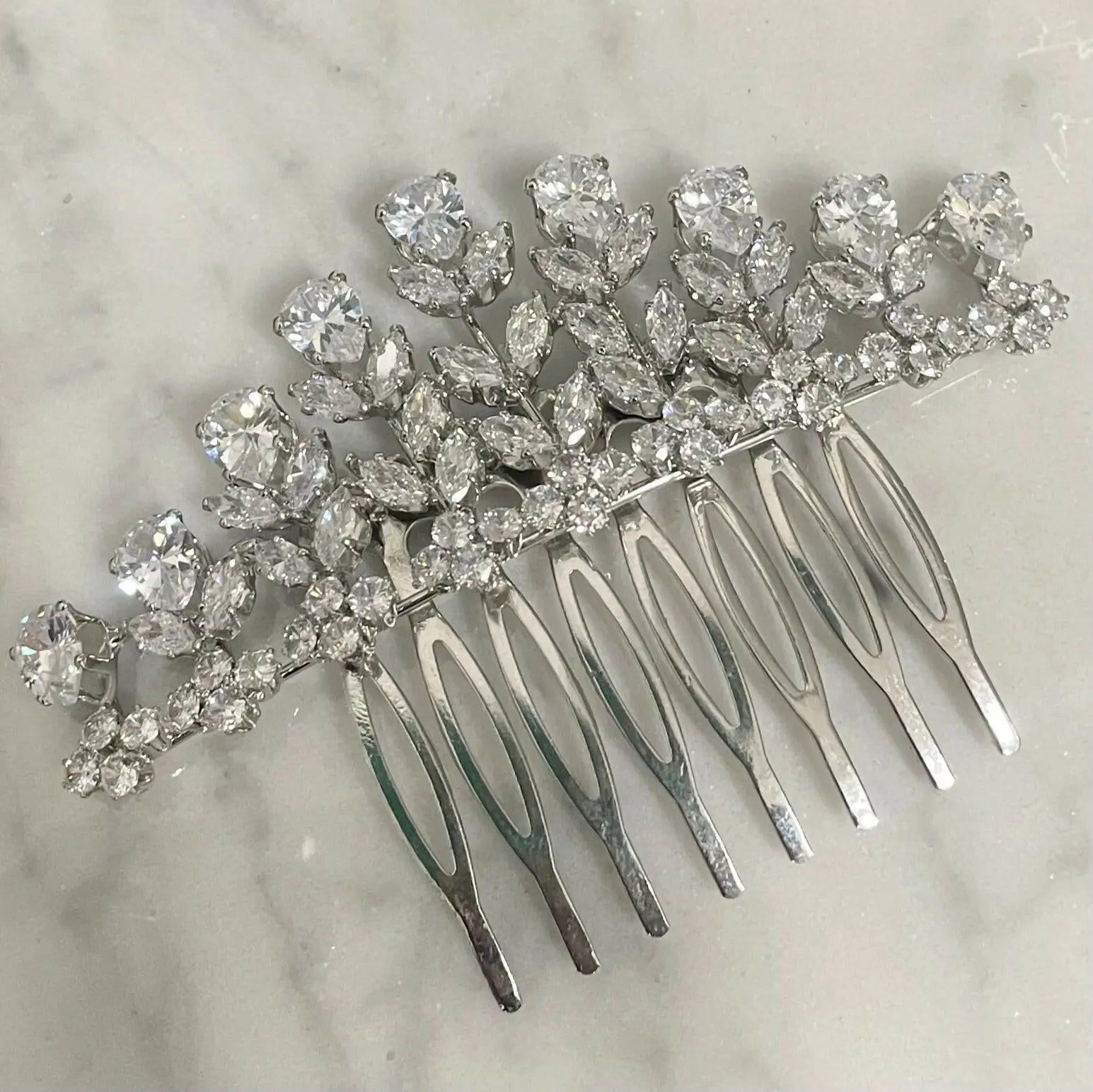 Mayla CZ Bridal Wedding Hair Comb: Marquise Crystal Elegance.