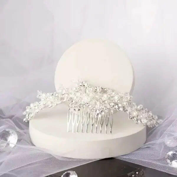 Polly Crystal Pearl Bridal Wedding Hair Comb: Shimmering Elegance - Divine Bridal