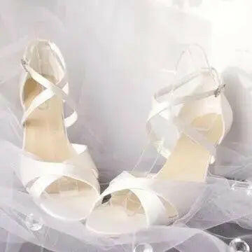 Ruth Open Toe Ankle Strap Wedding Bridal Wedge wedding Shoes.