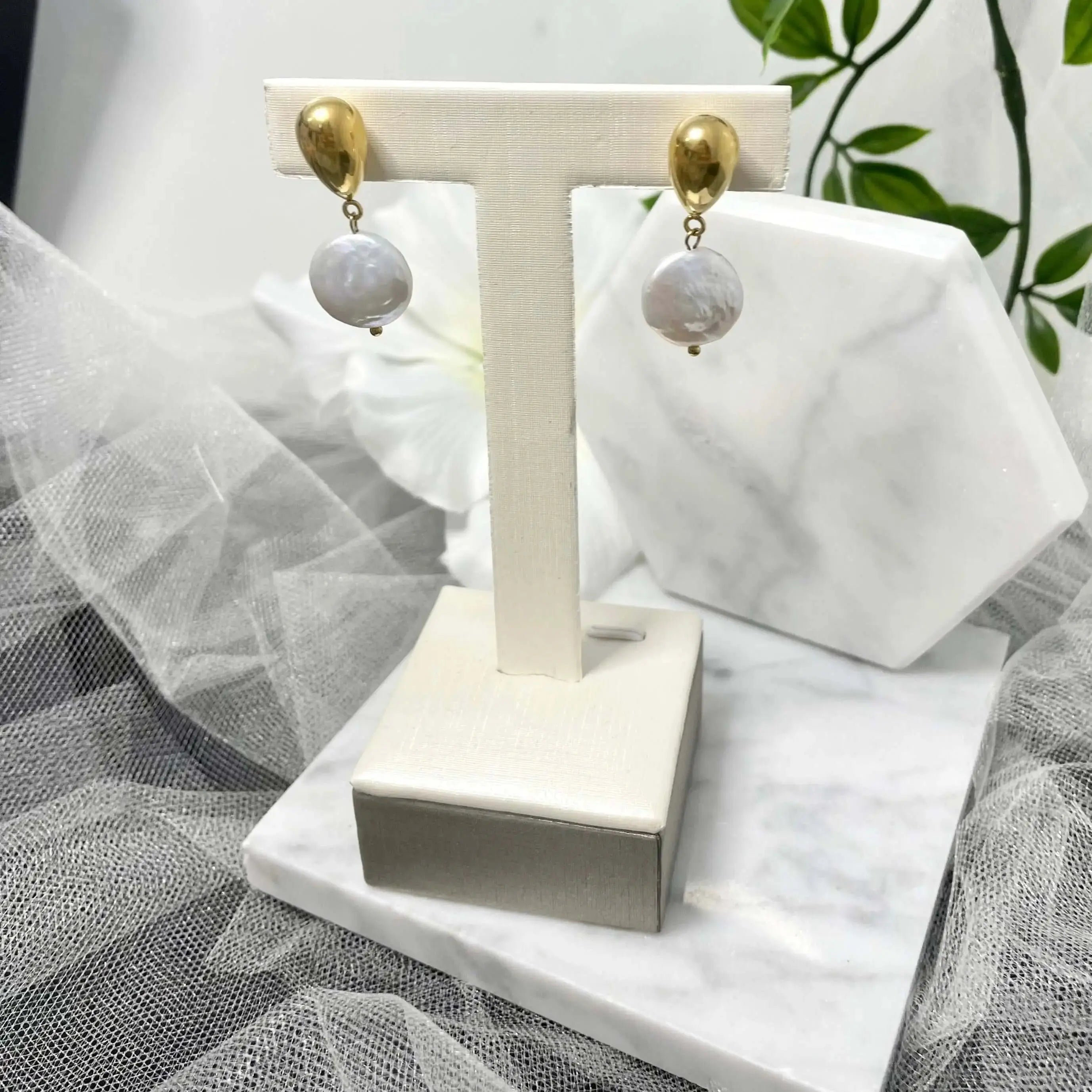 Sally Exquisite Natural Freshwater Pearl Earrings - Trendy Waterproof Jewellery.