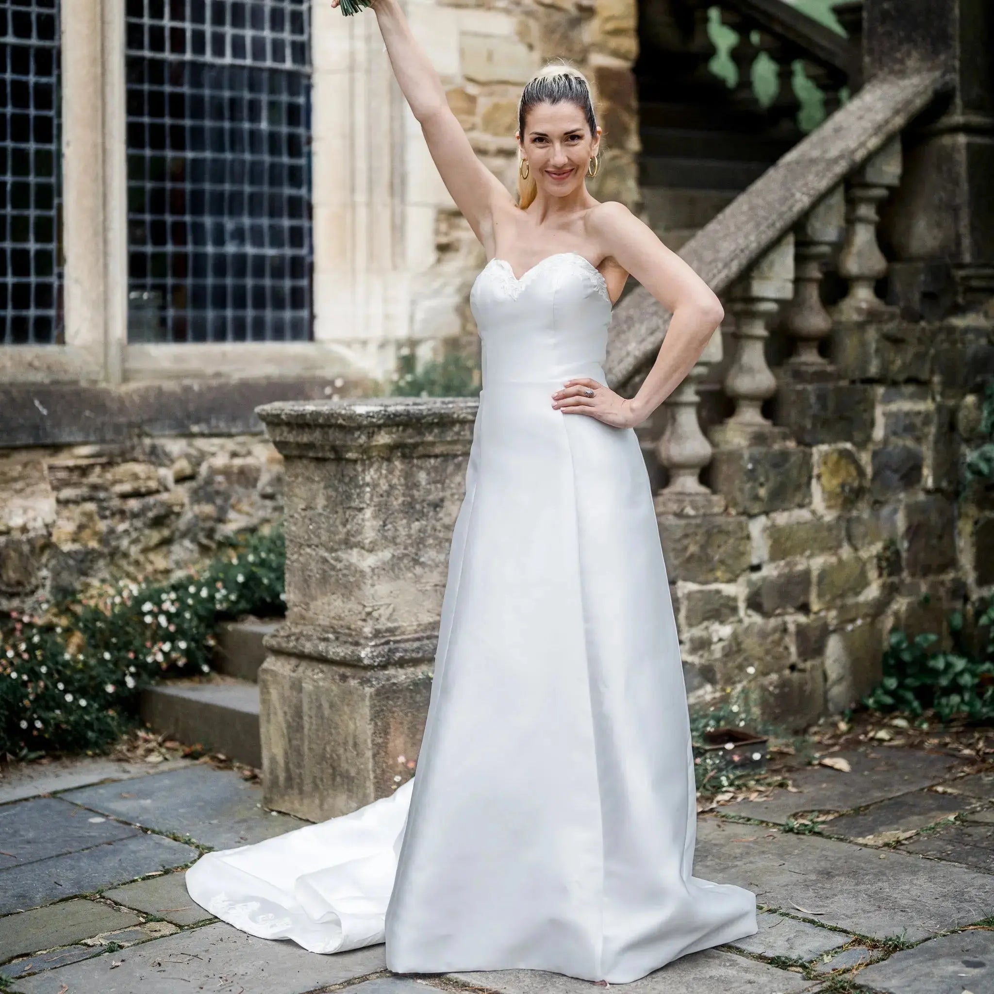 Versatile Summer Wedding Dress with Detachable Sleeves - Divine Bridal